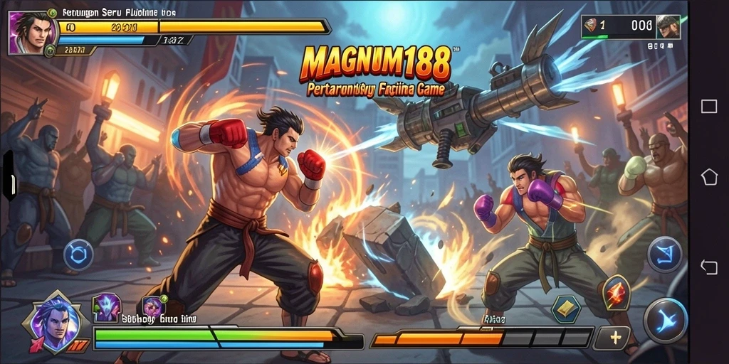 Screenshot gameplay MAGNUM188 yang menunjukkan aksi pertarungan seru.