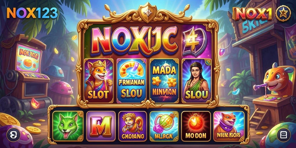 Gameplay NOX123 menampilkan putaran slot yang mengasyikkan dan interaktif.