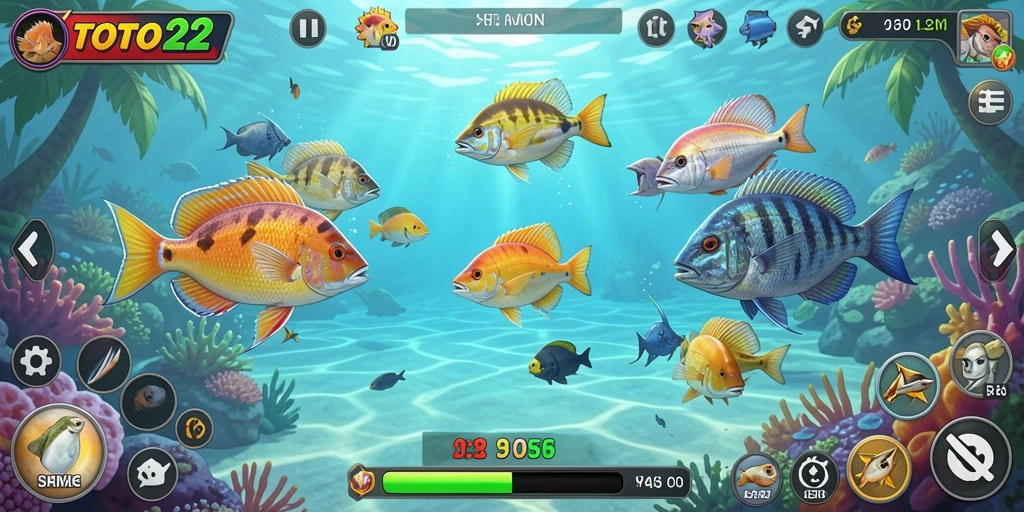 Gameplay Tembak Ikan yang seru dan penuh warna.