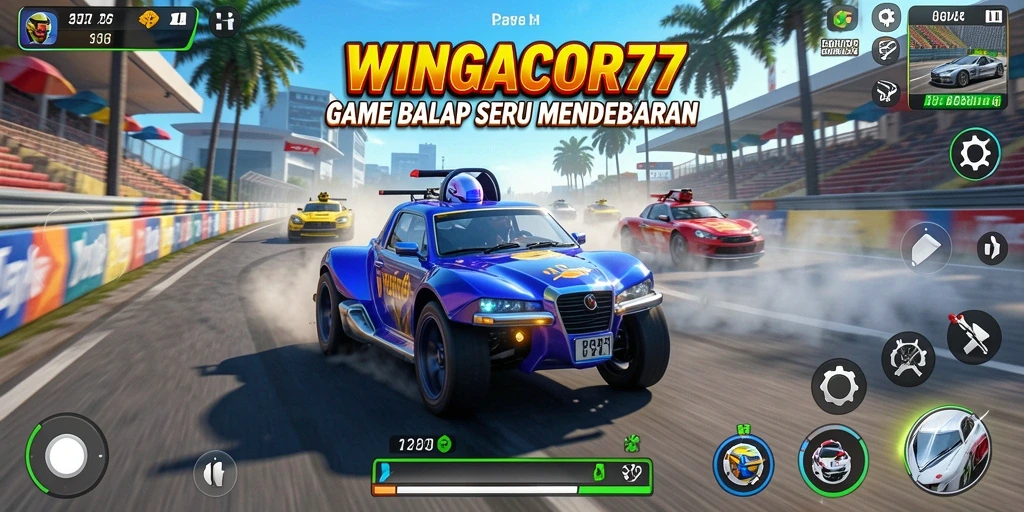 Gameplay menarik WINGACOR77 dengan balapan seru dan kendaraan cepat.