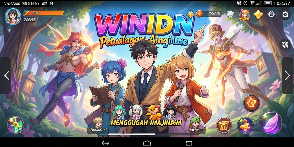 Tampilan gameplay dari WINIDN menampilkan karakter anime yang menarik.